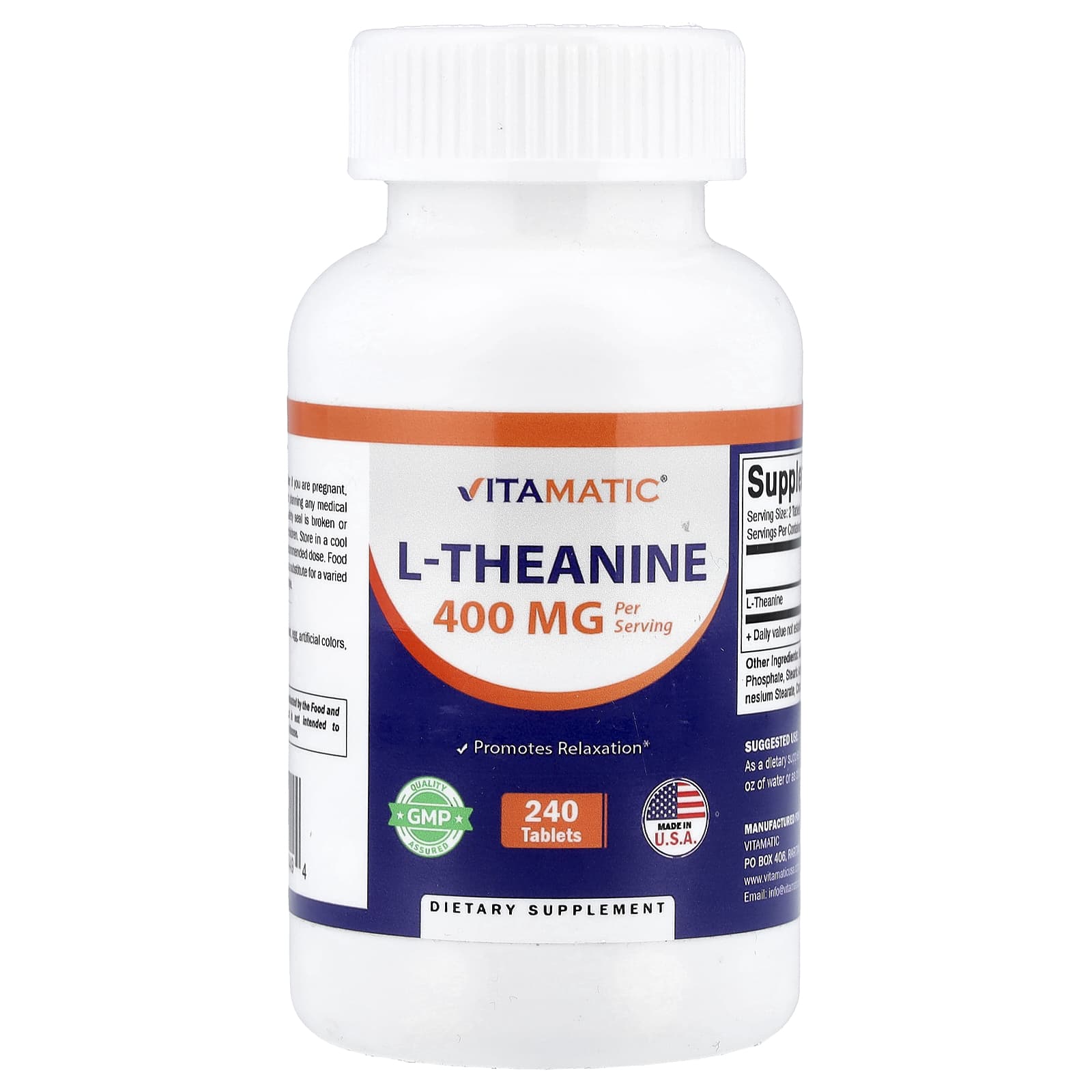 

Vitamatic, l-theanine, 240 tablets (200 mg per tablet)