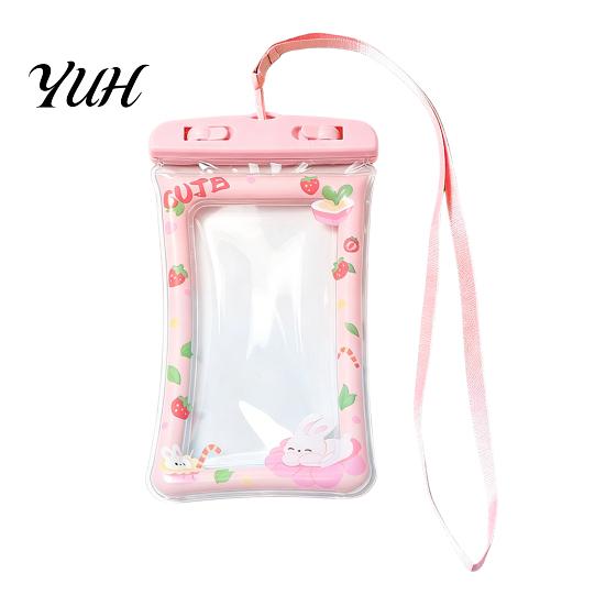Floating Cell Phone Pouch Cute Waterproof with Airbag And Lanyard, Clear PVC Cellphone Dry Bag for Swimming Beach Touch Screen Water Pool, Sensitive