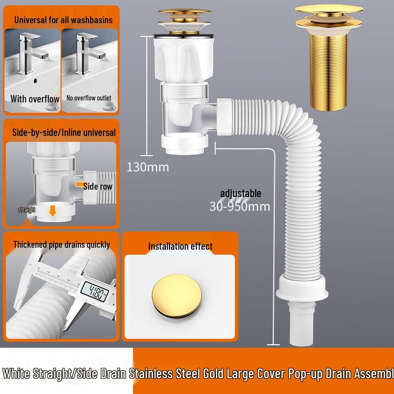 Stainless Steel Anti-Clog Pop-up Basin Drain