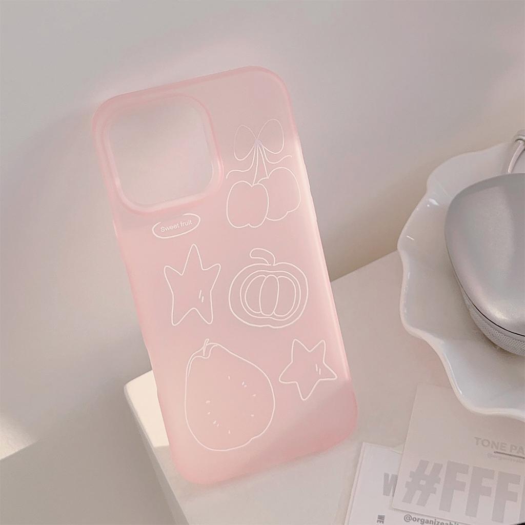 Cute Fruit Graffiti Iphone17 Mobile Phone Case Apple 15 Pink Sweet 16promax Suitable for 13 Anti Fall 12