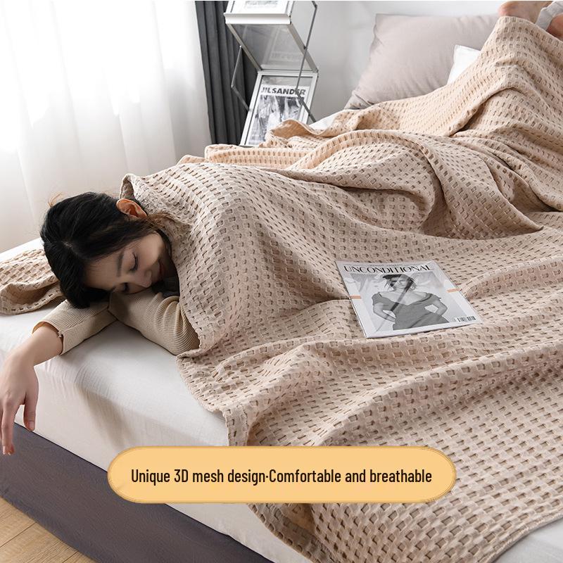 Pure Cotton Adult Waffle Gauze Blanket - Summer Quilt & Nap Towel