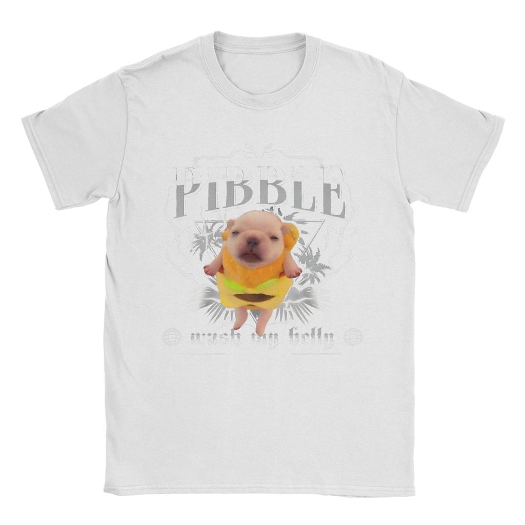 Unisexové tričko s krátkým rukávem a vtipným meme s motivem Pibble Wash My Belly pro všechna roční období, 100% bavlna.