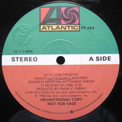 12inch Record DICK CLARK - Presents - Radio's Uncensored Bloop PR664 Atlantic 1984 Japan Comedy & Spoken Word Used
