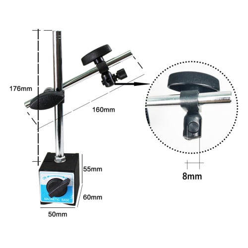 HFS (R) Magnetic Base Stand for Dial Gauges with Fine Adjustment, Dial Stand, Magnetic Holder, for Measurement and Surveying (Magnet: 60x50x55mm)