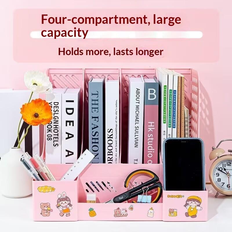 Multi-Layer A4 Document Holder Rack Pp Material Desk Organizer With Storage Box And Bookshelf For Office Supplies File Rack