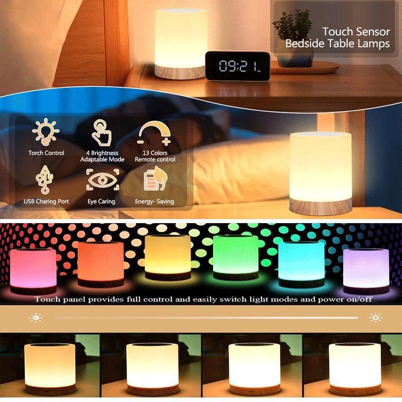 Touch Lamp LED Table Lamp Bedside Lamp RGB Table Lamp Bedroom Lamp with Touch Sensor Desk Lamp RGB Light