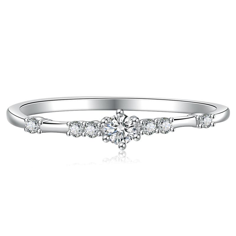 Lindon Anillo clásico de aleación de cobre con circón, joyería para mujer, regalo de fiesta de promesa de boda