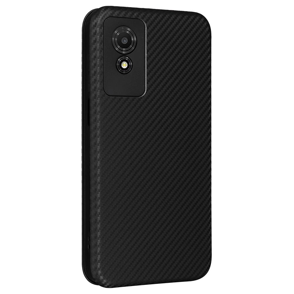 Pro TCL 501 Pouzdro Textura uhlíkových vláken Magnetické Horizontální Odklápěcí Kožené Pouzdro na Telefon