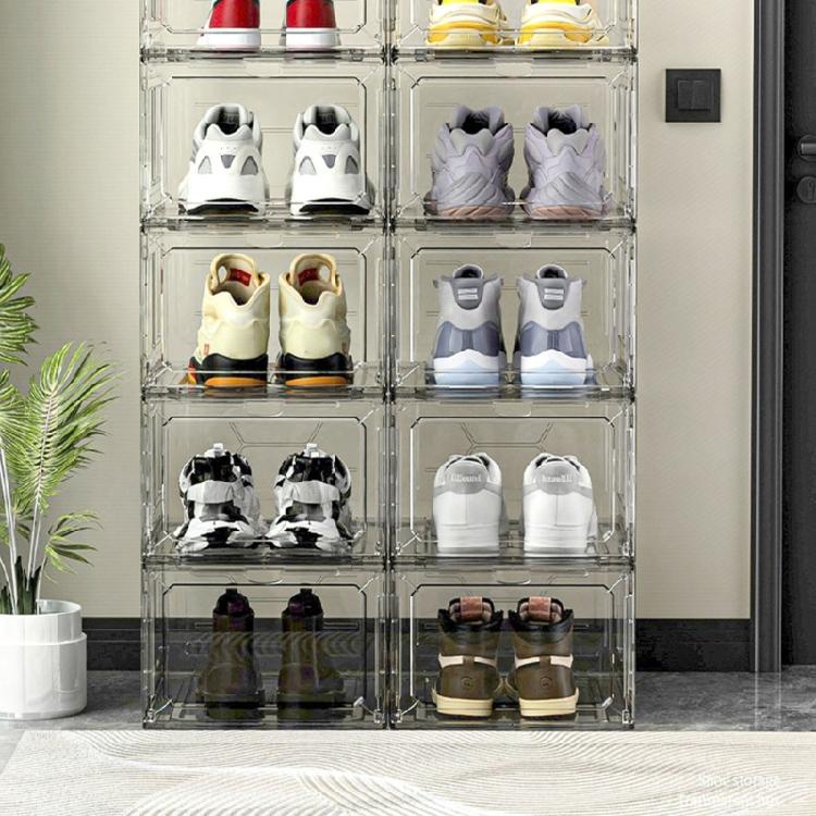 Stackable Plastic Shoe Storage Boxes Multipurpose Storage Containers Space Efficient Clear Boxes for Shoes Accessory