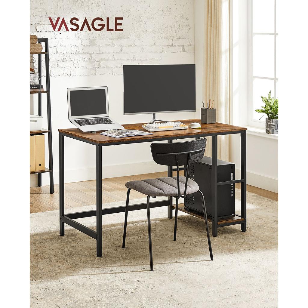VASAGLE Computer Desk, Writing Desk with 2 Shelves on Left or Right, Work Table for Office Living Room, Steel Frame, Industrial