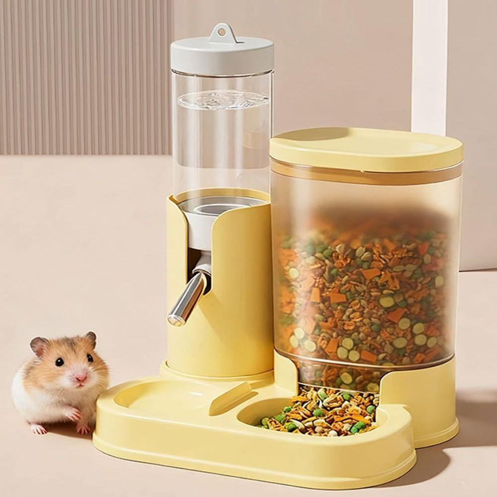2 IN 1 Hamster Water Dispenser Leak-Proof Easy To Clean Food Feeding Bowl Prevent Spilling Durable Automatic Feeder Pet Drinking
