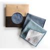 Top Factory Imabari Towel Handkerchief Men Women 25cm25cm Gift Brand Cotton Set Iroha Plain Gauze B 2 Pieces (Dark Blue Light Blue)