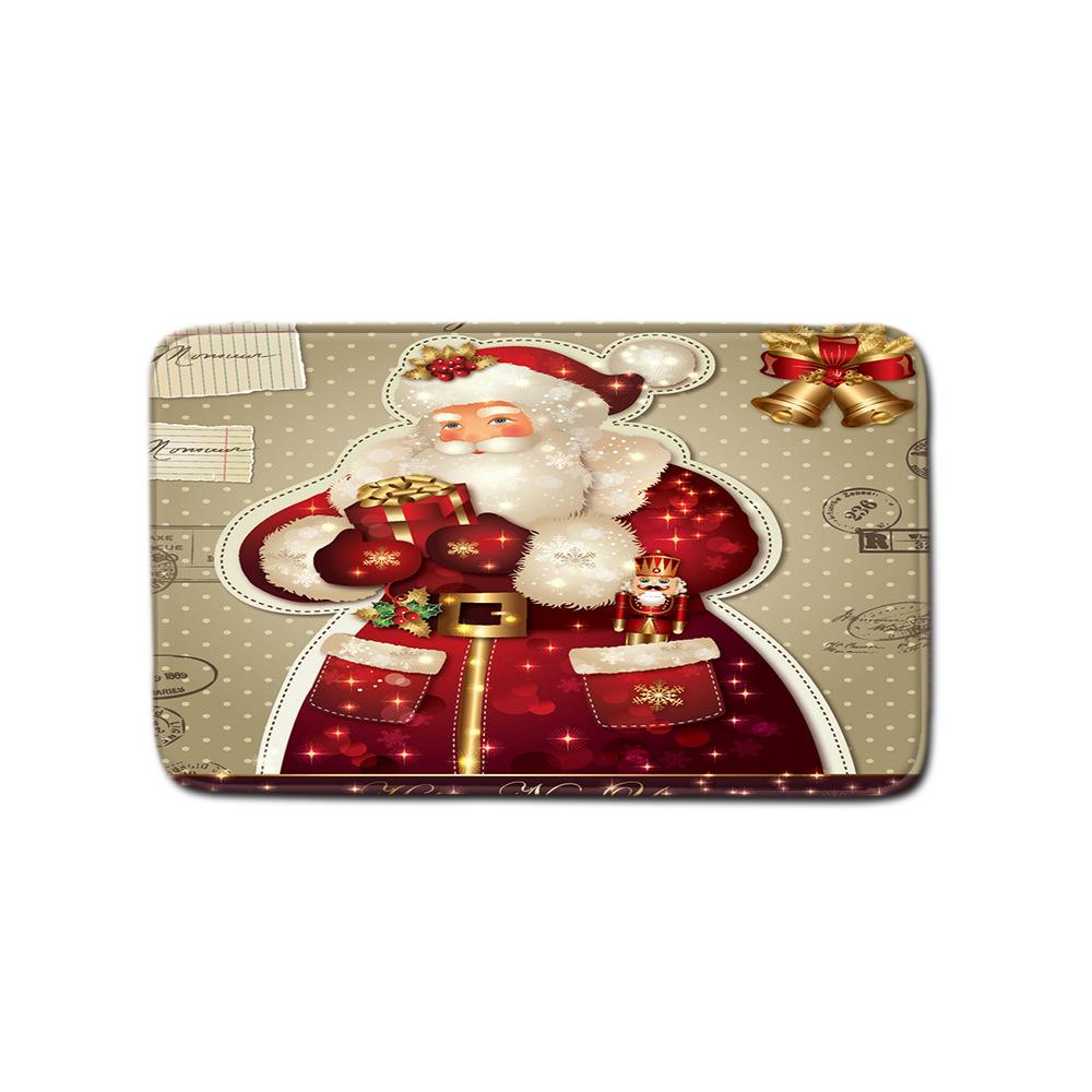 Christmas Bathroom Shower Curtain Four-Piece Floor Mat Toilet Non-Slip Door Mat Bedroom Living Room Absorbent Carpet