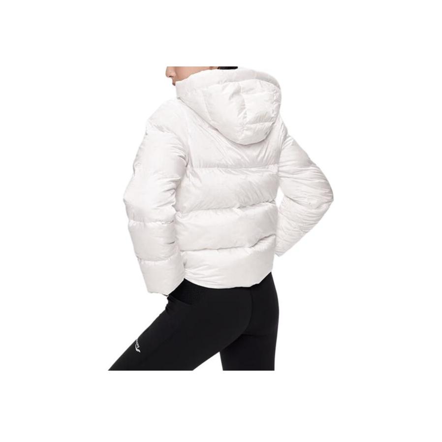 SAUCONY Solid Color Hooded Woven Jacket Down Coat Women Outerwear Pearl-White SC1230098A-WT02