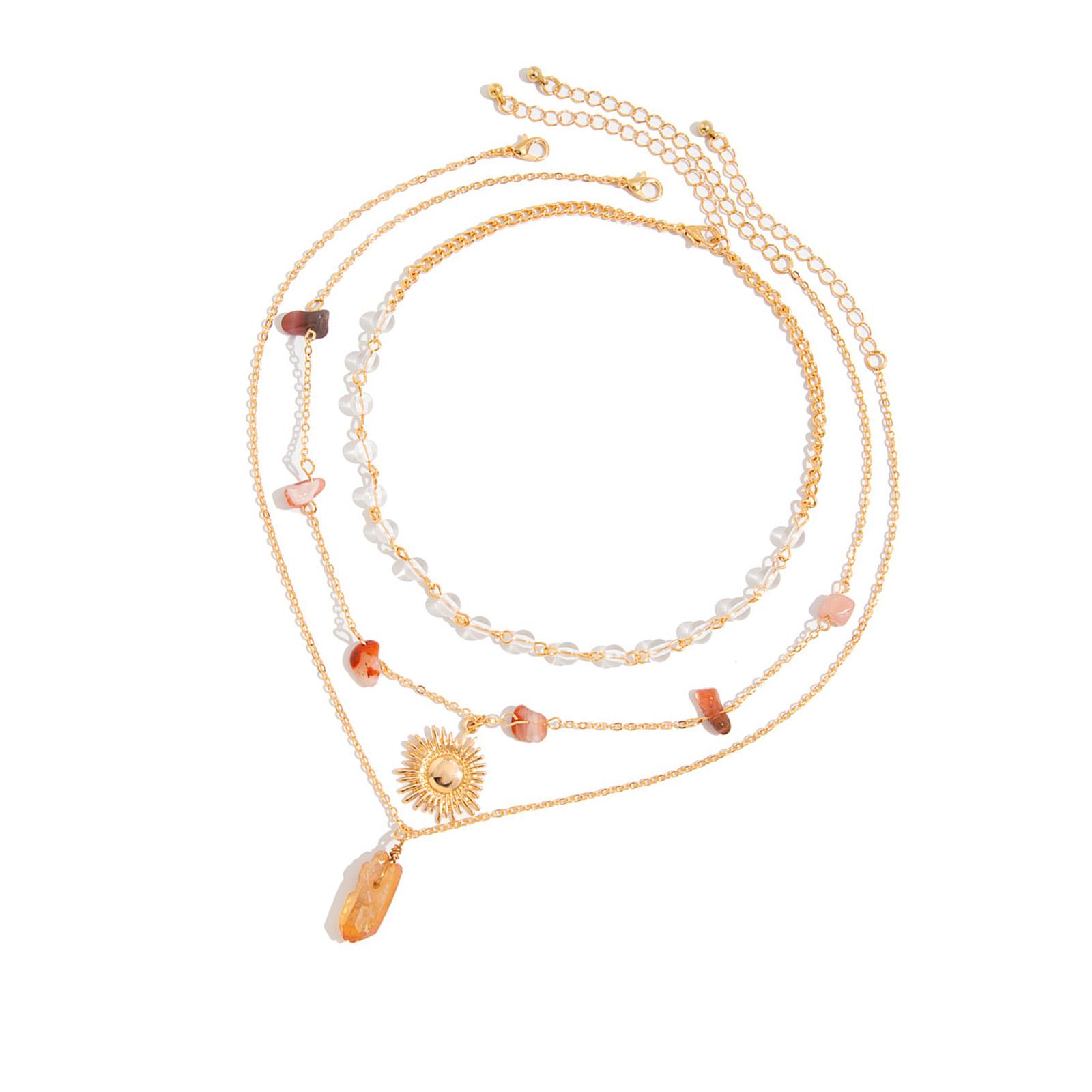 

Набор из 3-слойных подвесок-кристаллов солнца на цепочке для женщин в богемном стиле, шейные украшения для любителей моды