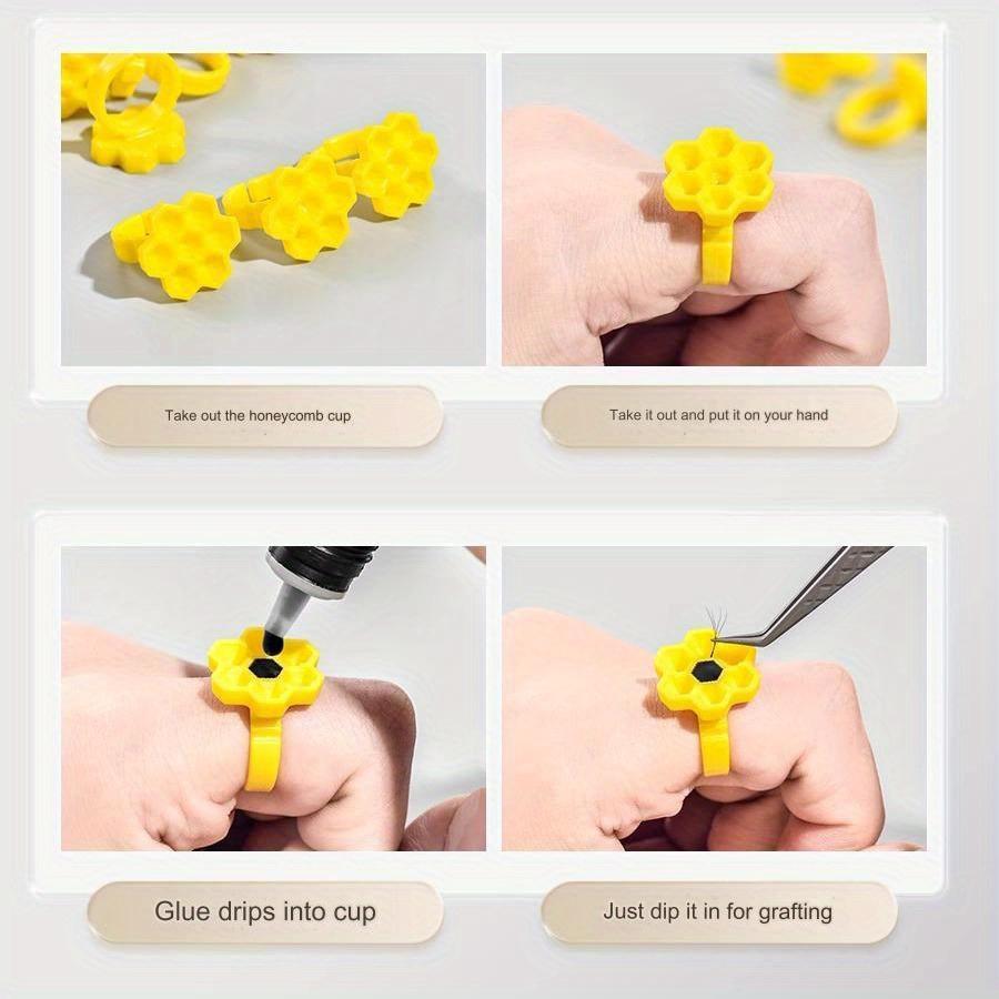 100Pcs/SET Eyelash Extension Glue Cup All-in-one Glue Drip Cup Eyelash Extension Ring Cup Eyelash Extension Tool