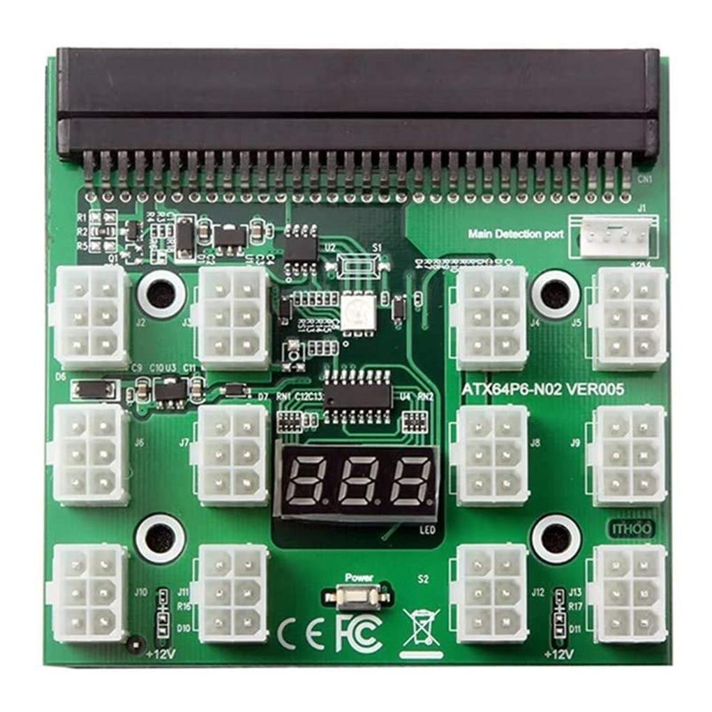 Breakout Board 17 / 12 Port 6Pin Connector LED Display 12V Power Module for 1200W 750W PSU GPU Miner BTC ETH