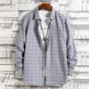 Fashion Striped Printed Long Sleeved Shirt Thin Design Summer Youth Slim Fit Shirt Sun Protection Clothes Trendy Men