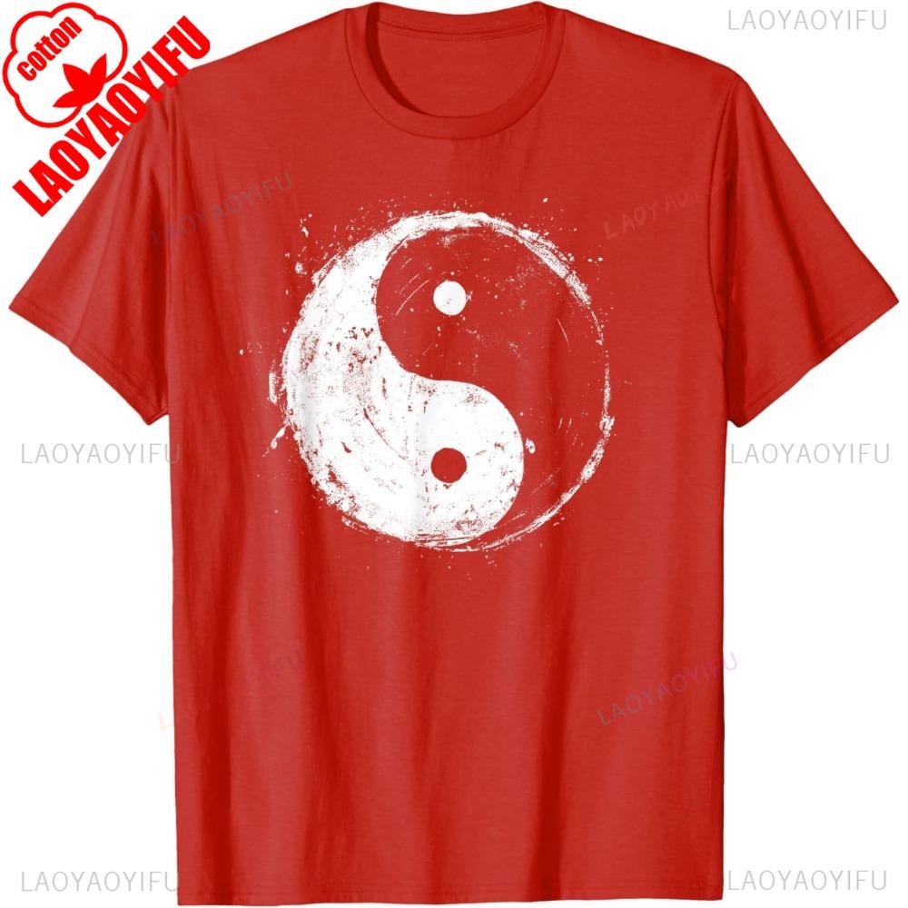 

Yin Yang Graphic Printed Man TShirt Equilibrium Chinese Martial Arts Fashion Short Sleeve Cotton Tshirt Casual Loose Tees 4XL