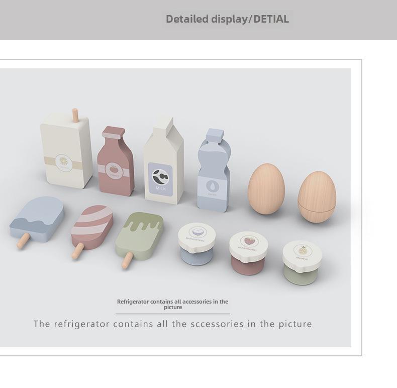 Nordic-Style Children's Dollhouse Kitchen Set: Refrigerator & Cooking Toys for Boys and Girls - Perfect Birthday Gift