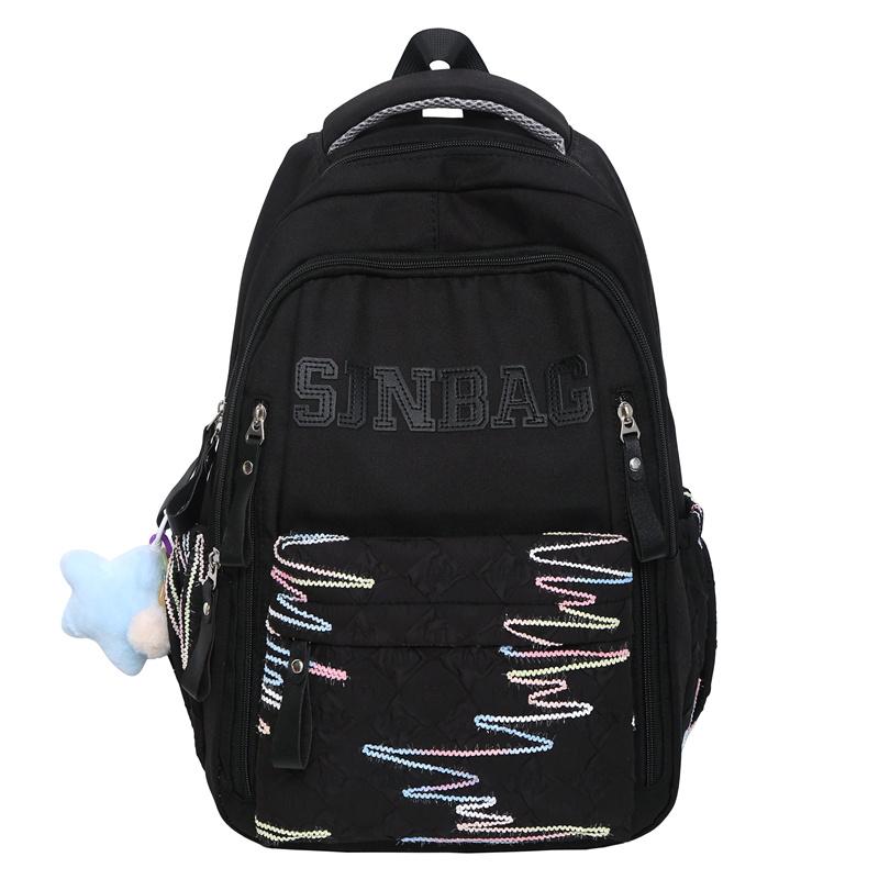 

Красочная вышивка Студенческий легкий школьный рюкзак Женский рюкзак большой вместимости Small чёрный