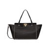 Rockstud Detachable Shoulder Strap Small Grain Calfskin Handbag Women Handbags Black XW2B0970VSF-0NO