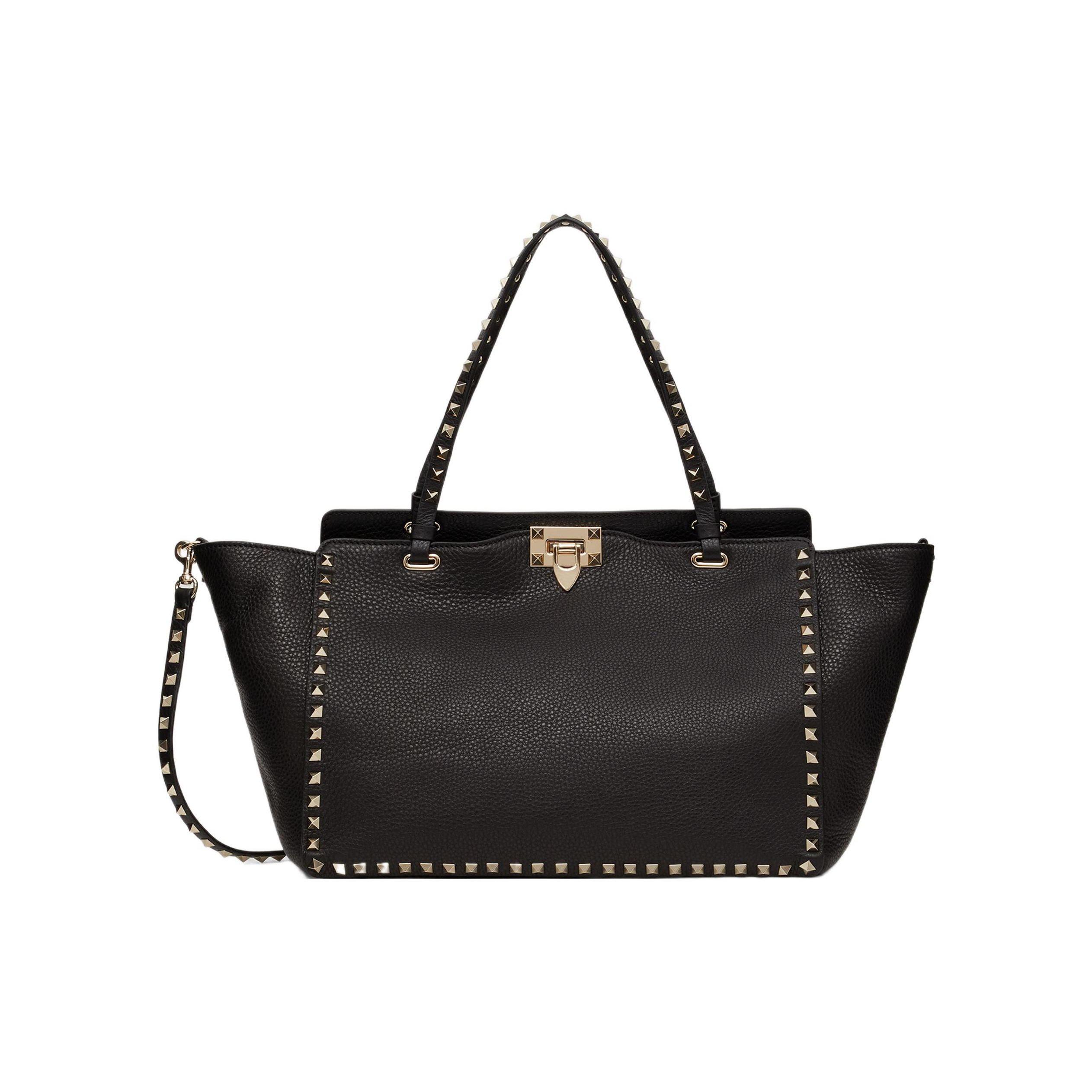

Valentino Rockstud Detachable Shoulder Strap Small Grain Calfskin Handbag Women Handbags Black XW2B0970VSF-0NO Basic Set (Bag+Dust Bag)