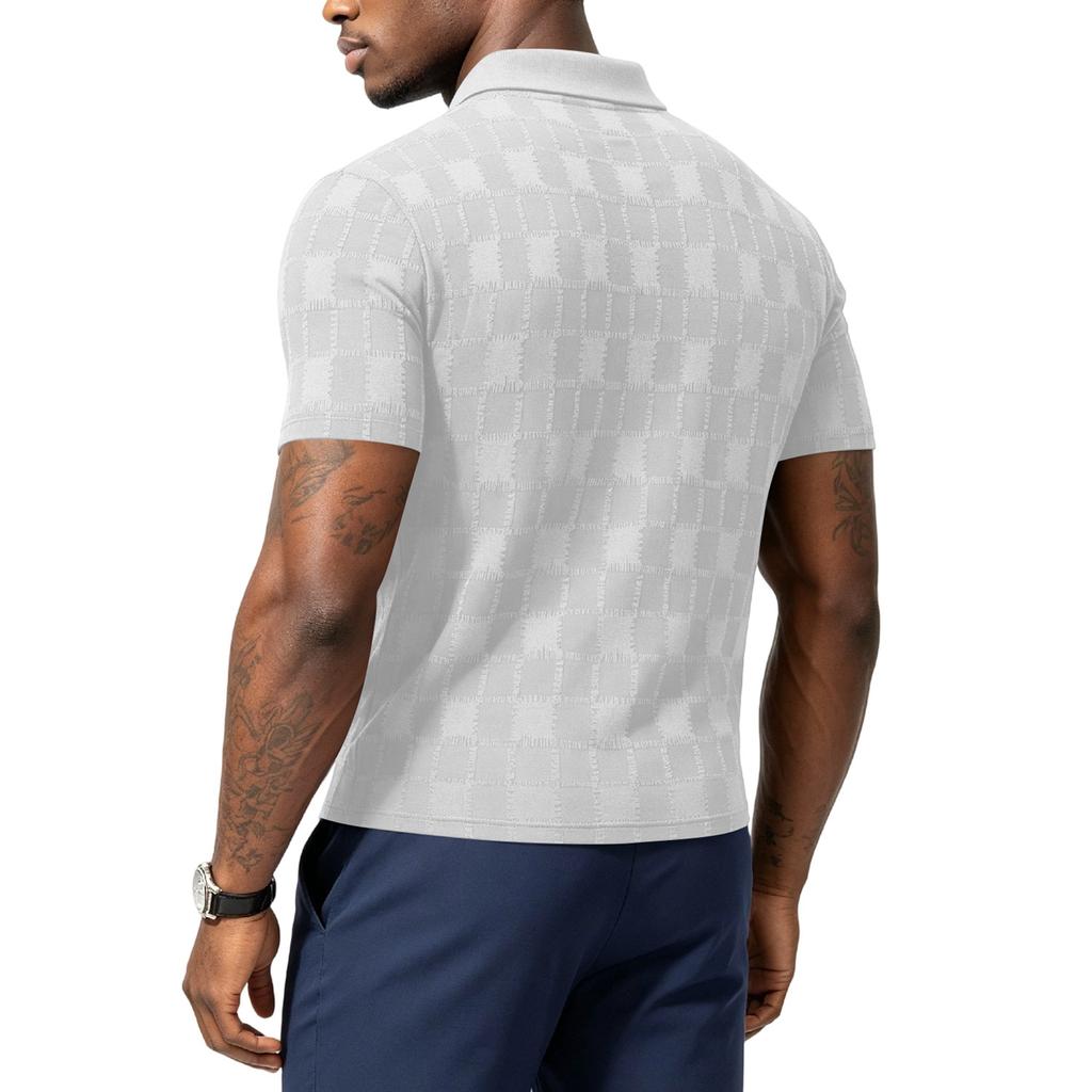 Herren Kariertes Kurzarm-T-Shirt Schnelltrocknend - Leicht, Atmungsaktiv, Kühl - Sport- Und Freizeit-Oberteil