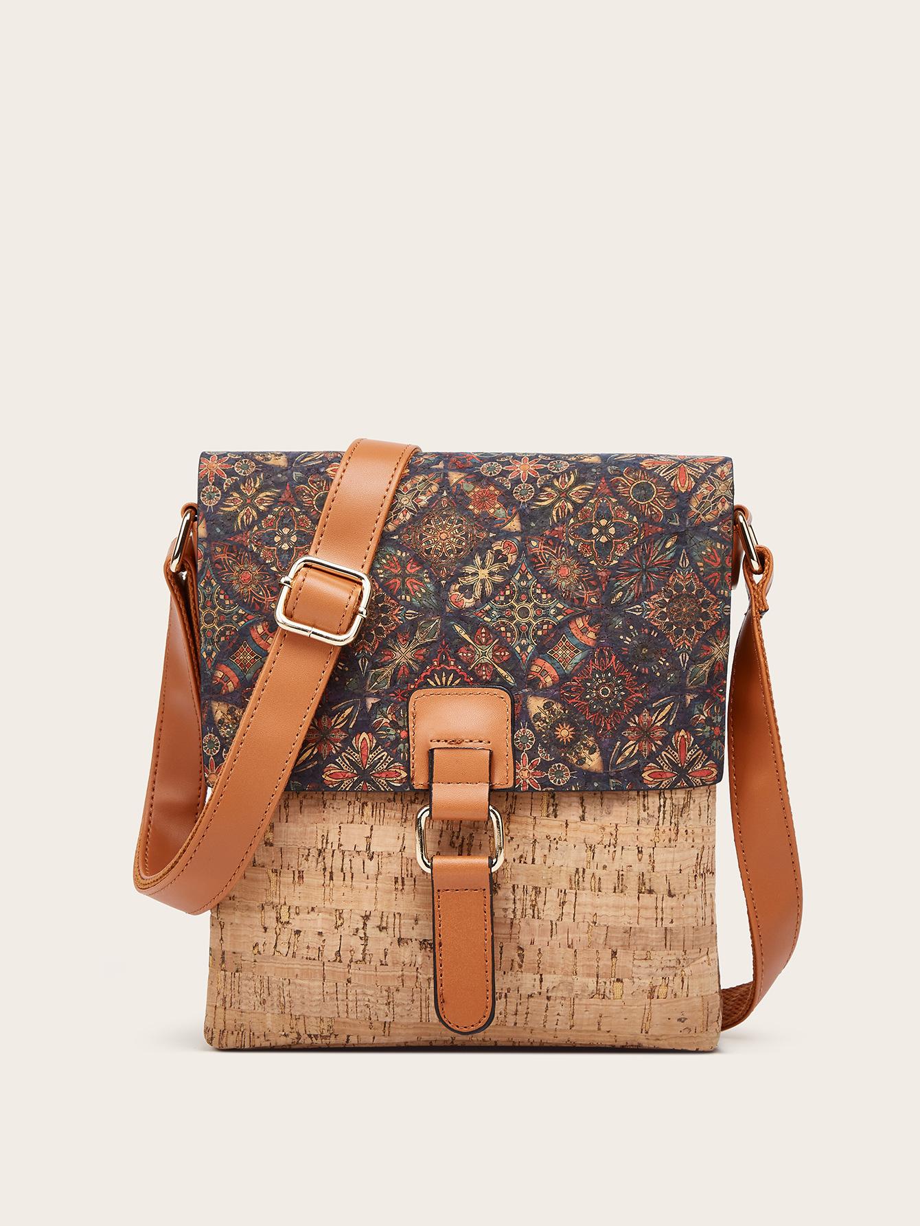 New niche design single shoulder crossbody vertical small bag fashionable retro printed bark women s bag