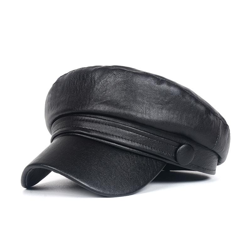 Retro PU Leather Octagonal Beret: Korean Style All-Season Fashion Cap for Men