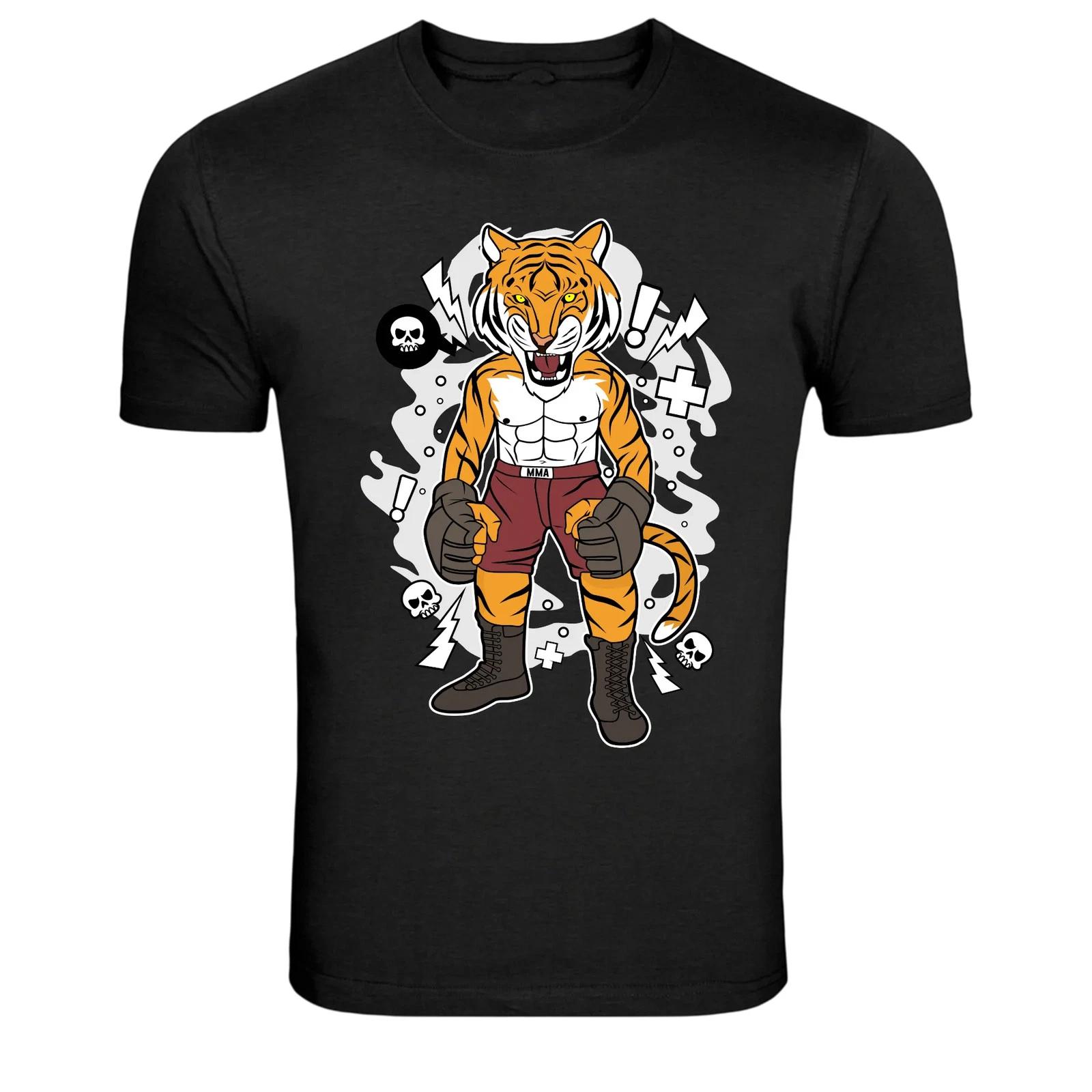 Tiger MMA Fighter Boxing Cartoon Martial Arts T-Shirt S