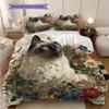 Maine Coon Pattern Bedding Quilt Set Quilt Cover Pillowcase Home Decoration Birthday Gift (1 * Duvet Cover + 2 * Pillowcase, Without Core)
