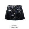 Kaslead New Arrival Women's Clothing Fashion Style Minimalist Imitation Leather Graceful and Fashionable A- Line Short Skirt 3581042