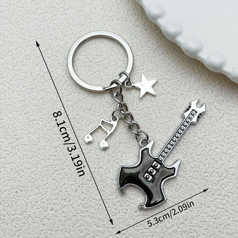 Y2k Guitar Musical Symbols Star Keychain Pendant For Men Women Punk Style Fashion Rock Bag Charm Accessories Gift