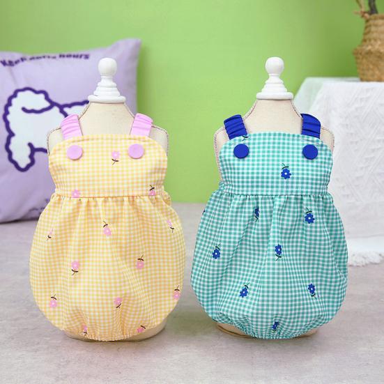 Pet Dress Suspender Type Classic Plaid Fashion Print Soft Texture Skin-touch Dress Up Comfortable Puppy Clothes Princess Dress Daily Life Wearing