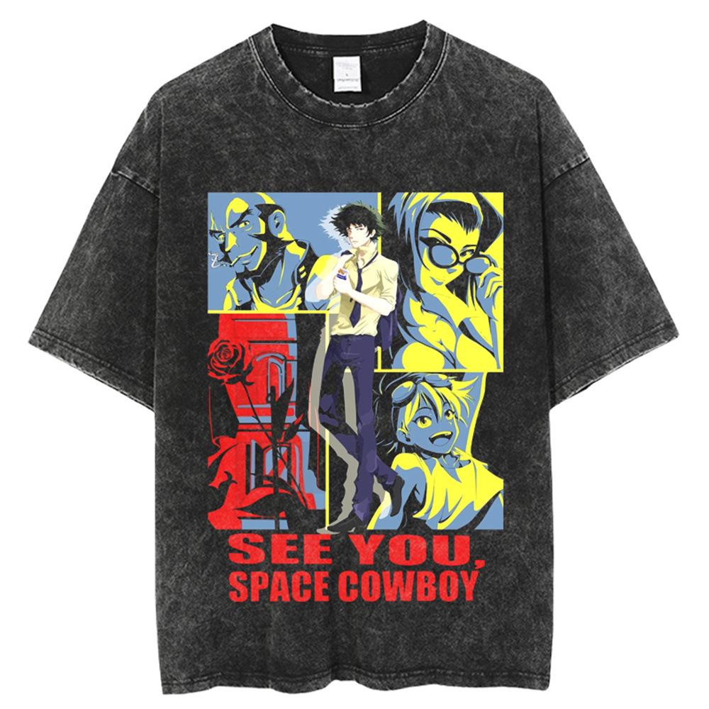 Japanese Anime Graphic Print T-Shirts Men Women Fashion Humo M