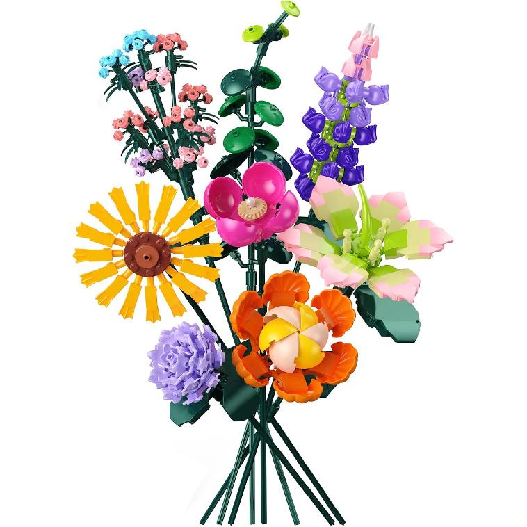 Flowers Bouquet Building Set, DIY Home Offic Botanical Bouquet Decoration Kit, Creative Gift for Women, Girls, Kids, Adults - Great for Birthdays,