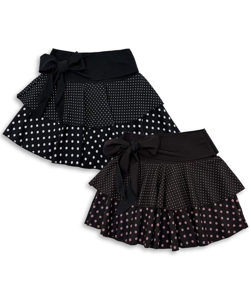 Plasma Sphere Peri Dot Shirred Ribbon Tiered Can-Can Skirt_ 2 Colors