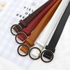 Ladies Painted Round Day Buckle Belt Non-Punching Decorative Belt Non-Porous Belt