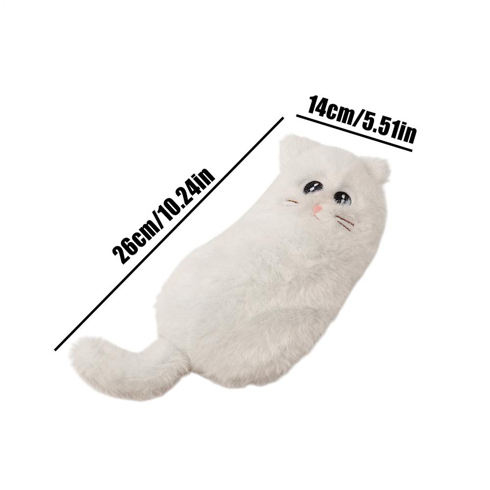 Pencil Case Cartoon Cat Shape Plush Pen Bag Large Capacity Lovely Plush Animal Pencil Organizer Case School Stationery Storage белый