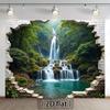 2D Flat Banner, 1 Piece, Realistic Waterfall Forest Wall Sticker - Self-adhesive Natural Landscape Decorative Painting, Yzb