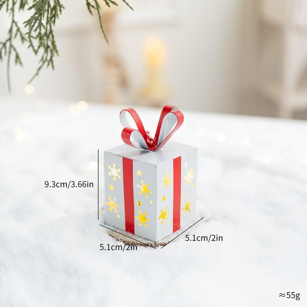 Iron Lighted Gift Box Pendant Hanging Rope Holiday Hanging Decor Xmas Tree Hanging Ornament
