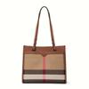 Aidrani Classic Plaid Women's Bag, Large Capacity Portable Shoulder Bag, Canvas Patchwork Cowhide, Square Handbag