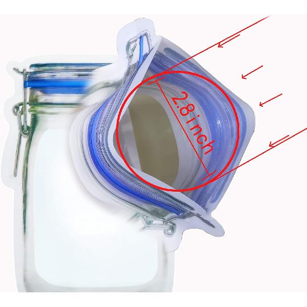 laffeya 20Pack 1000ml (9.6x6.6inch) Reble Mason Jar Bags for Candy & Snacks - Leakproof Storage & Display