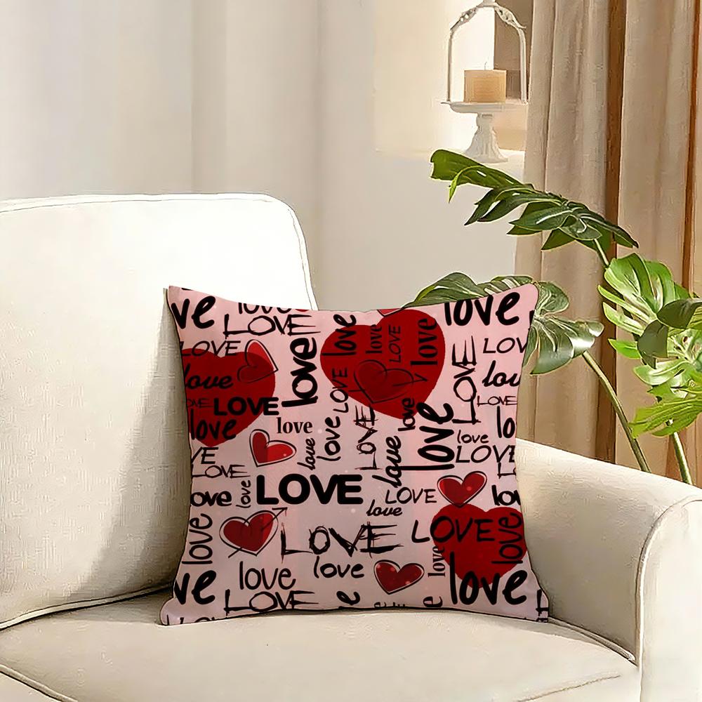 Lovely Heart of Love  My Beloved Cushion Cover Reversible Plush Pillow Cover Soft Fluffy  Home Decor for Sofa Bedroom