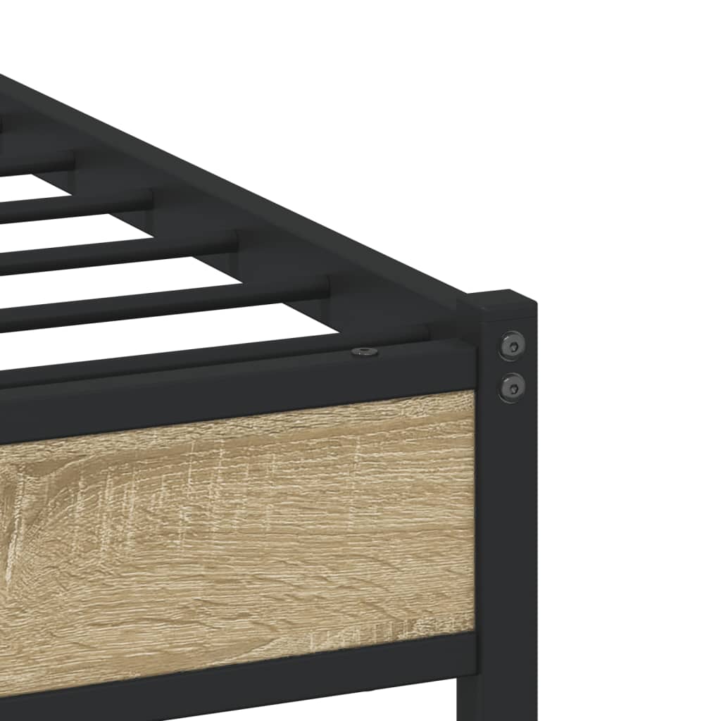 Vidaxl Metal Bed Frame, Without Mattress, Sonoma Oak, 90X190 Cm