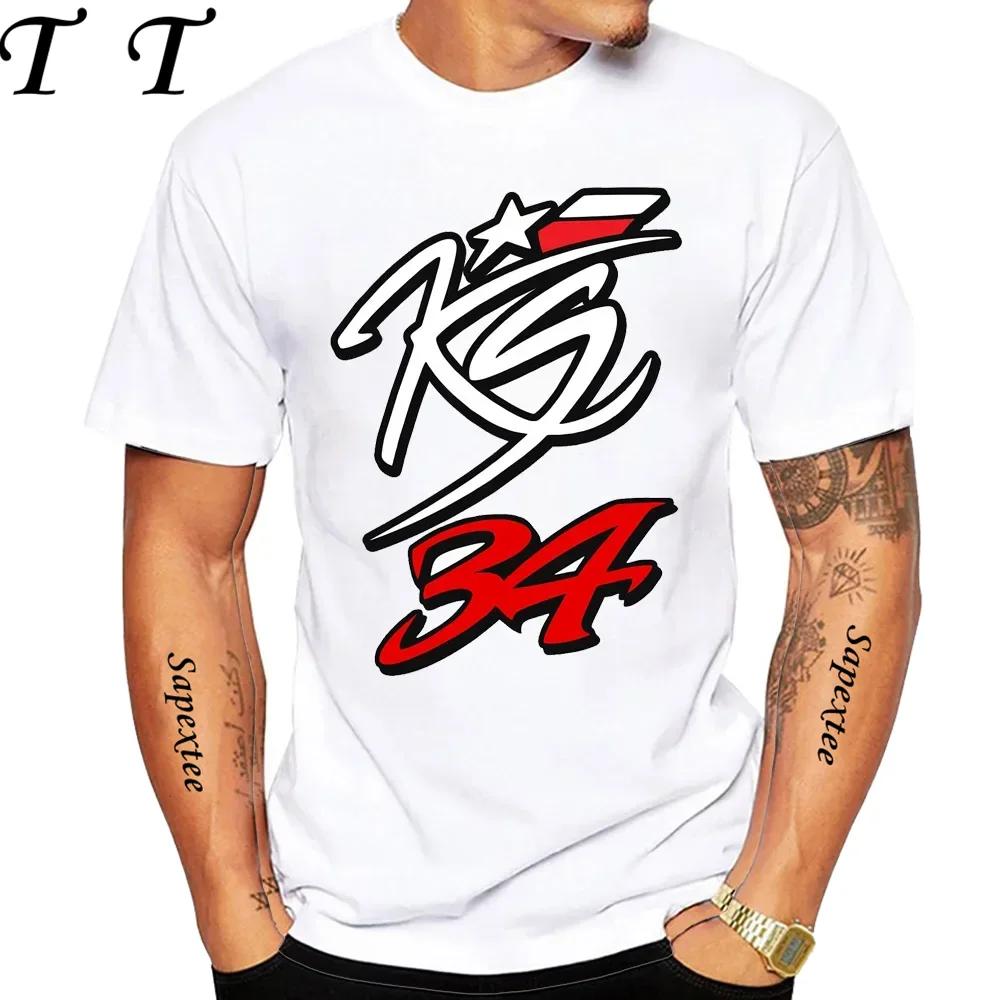 Legenda Kevin Schwantz 34 1993 GP 500cc Koszulka Męska Krótki Rękaw Hip Hop Chłopak Sportowa Casual Białe Topy Mężczyzna Koszulki Motocyklowe