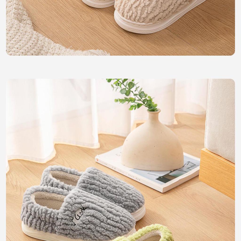 Men's and Women's Winter Cotton Slippers, Fully Enclosed Heel, Thick Sole, Indoor/Outdoor Use, Flat Bottom, Couple's Style