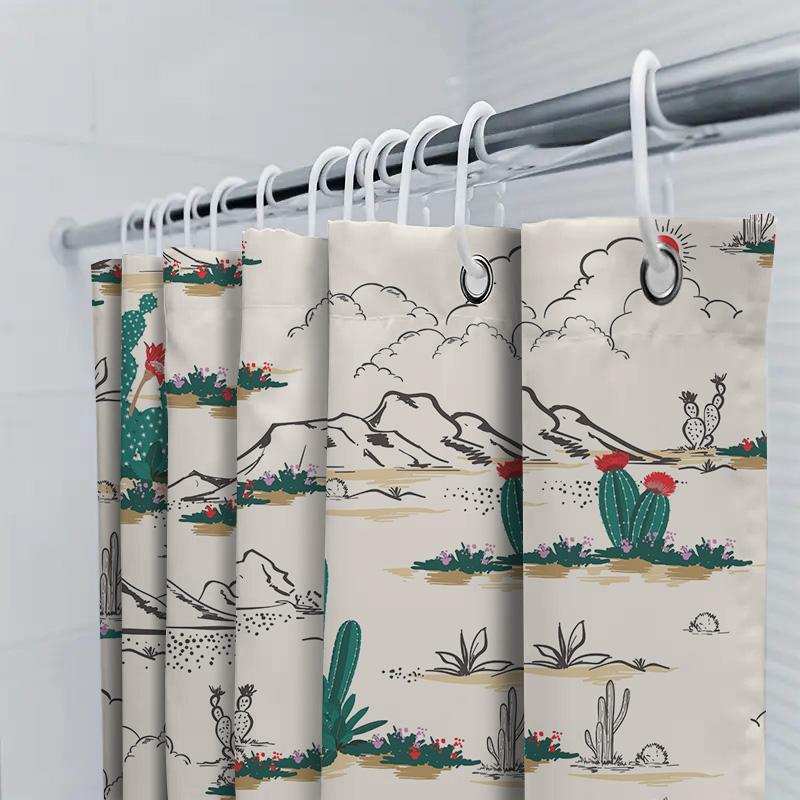 Modern Bathroom Shower Curtain Wild West Cactus Print Home Decor Waterproof Washable Fabric Shower Panels for Bathrooms In Bedro