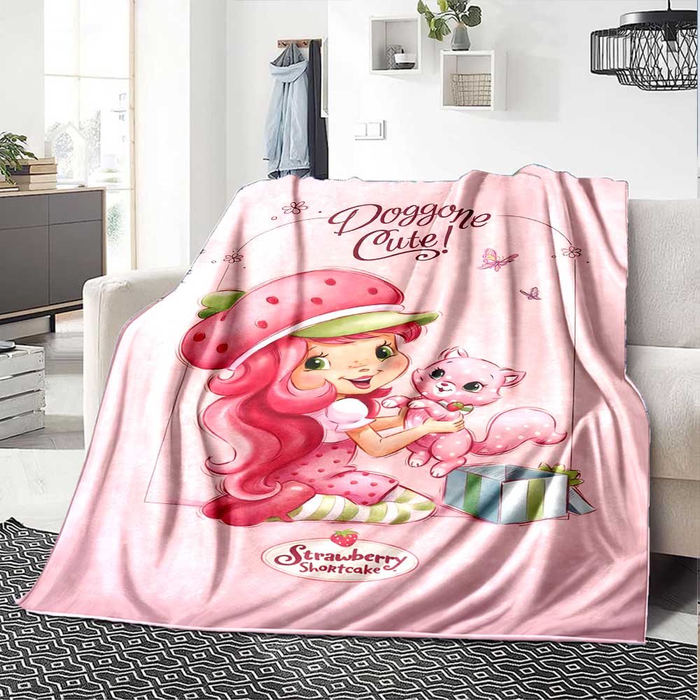 Strawberry Shortcake'S Cute Moment Blanket Soft Warm Cozy Throw Blanket for Office Chair Sofa Couch Office Bed Picnics Warmthful Decor Gifts Y2